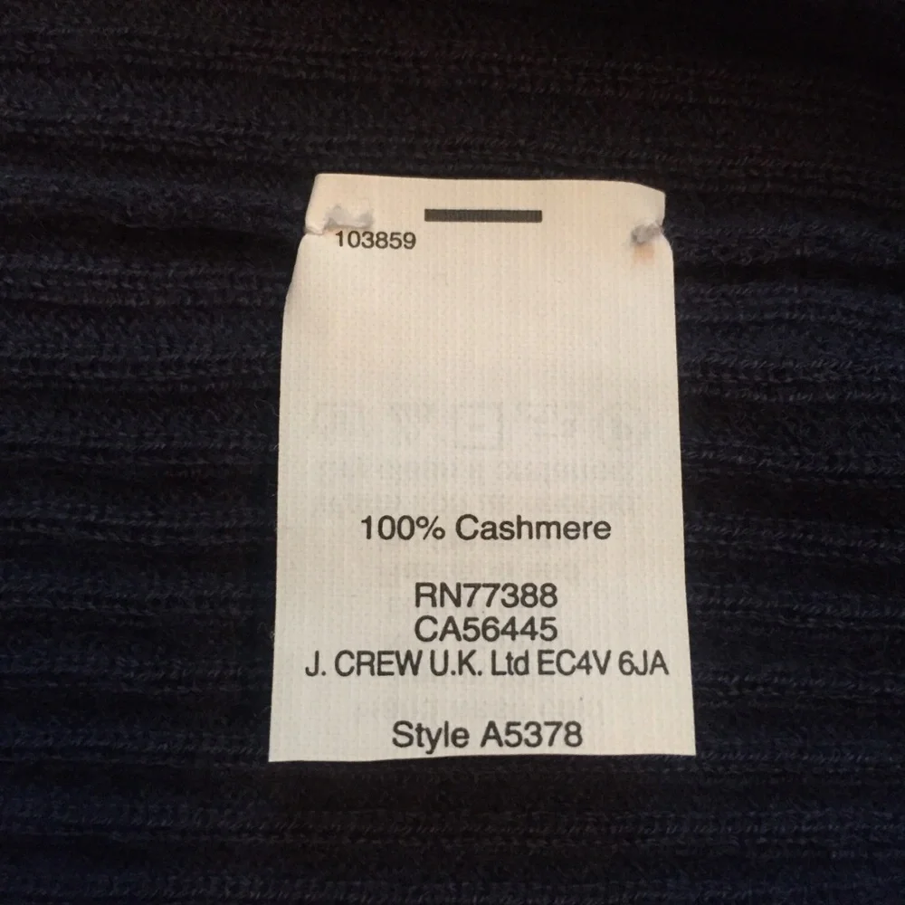 J. CREW SWEATER CREW NECK CASHMERE BLUE RIBBED Size XS